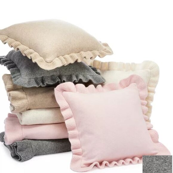 Sky Ruffle Edge Knit Decorative Pillow, 20 X 20 - Picture 2 of 2